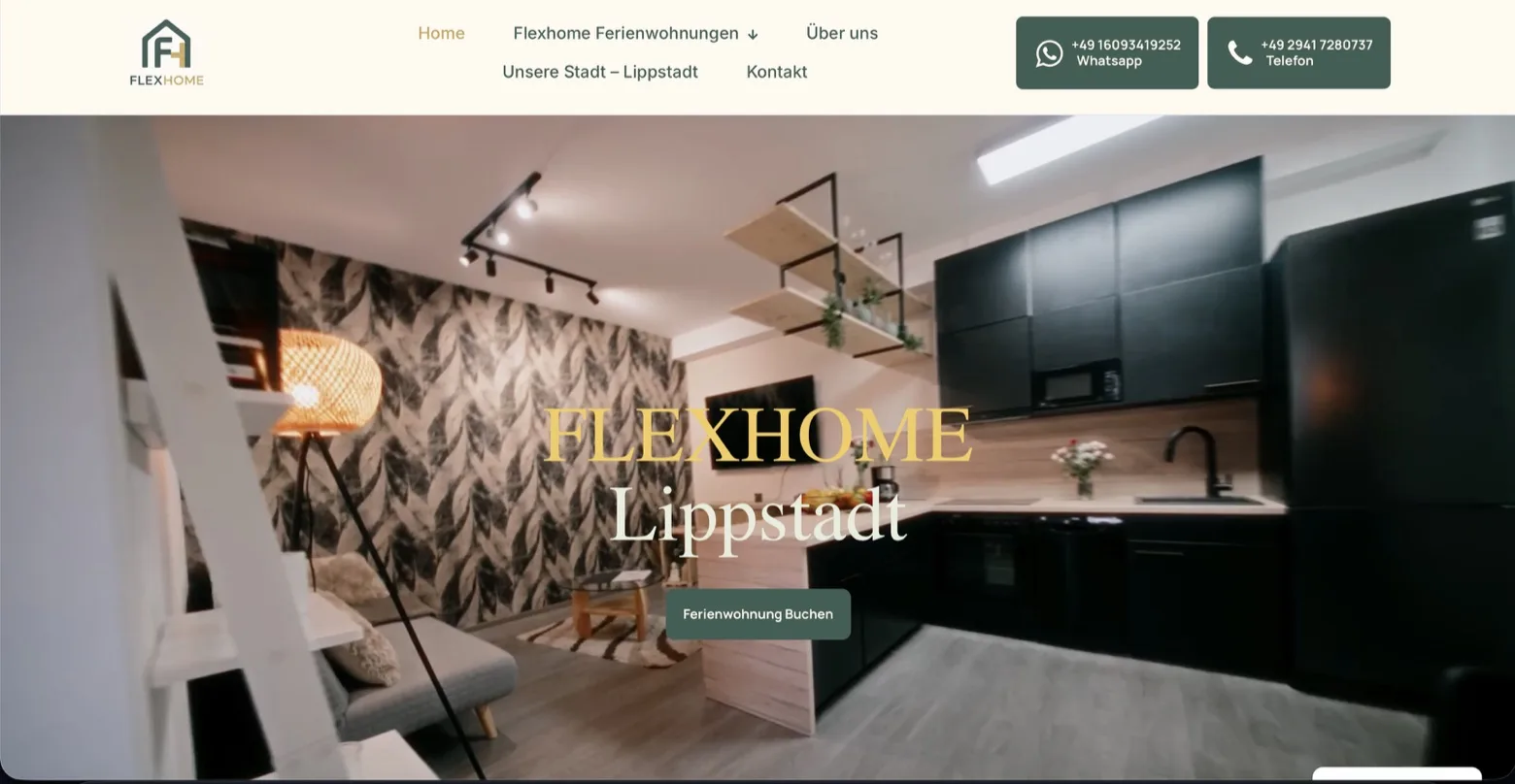 Website-Referenz Flexhome Ferienwohnungen – Startseite